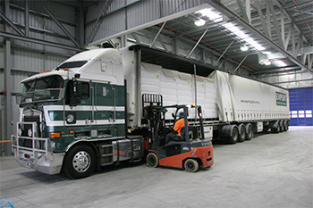 Loading a container by Forklift