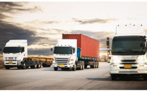 semi trailer trucks driving on the road